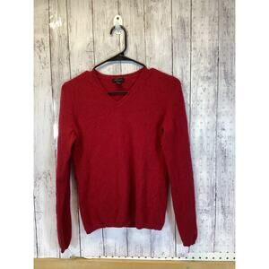 Only Mine 100% Cashmere V-Neck Sweater - Red - Size Medium